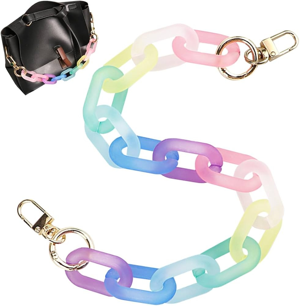Colorful Acrylic Chain Strap, Handbag Chain Replacement, Rainbow Resin Crossbody Bag Decoration C... | Amazon (US)