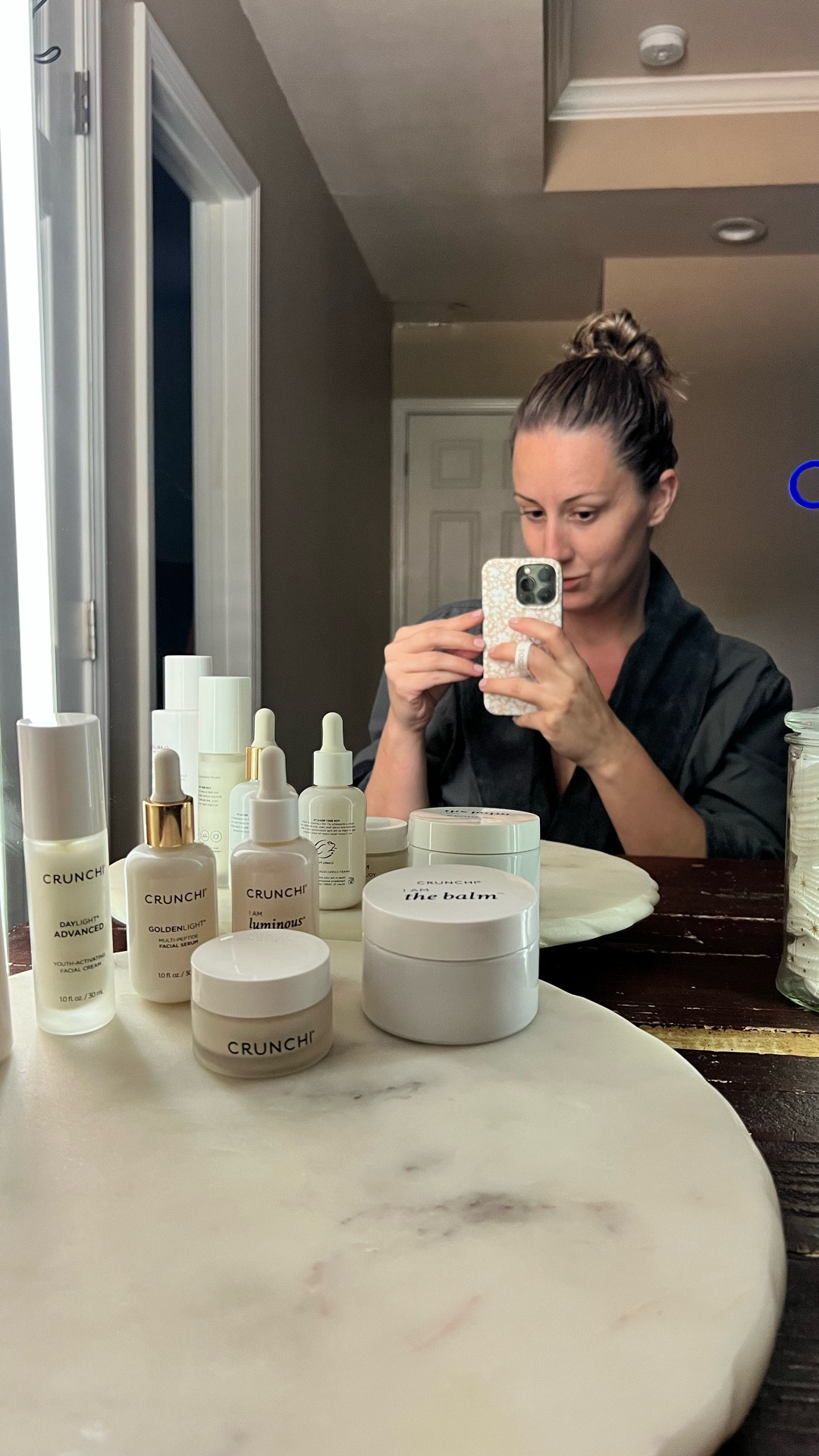 #ad Get ready with me - skincare edition! 
My absolute new favorite skincare by Crunchi ! Ideal for dry to extra-dry skin, this routine delivers round-the-clock intense hydration while visibly firming, smoothing, and reducing fine lines and wrinkles, with bakuchiol, peptide technology, and certified organic botanicals rich in omega fatty acids.
Skin Type/Concern:
Anti-aging, Dry, Oily, Normal/Combination 
Everything I used: 
I AM The Balm Makeup Cleansing Balm
Clarilight Facial Essence
Goldenlight Multi-Peptide Facial Serum
Daylight Advanced Youth-Activating Facial Cream
I AM Luminous Facial Oil

#LTKBeauty #LTKOver40 #LTKFamily
