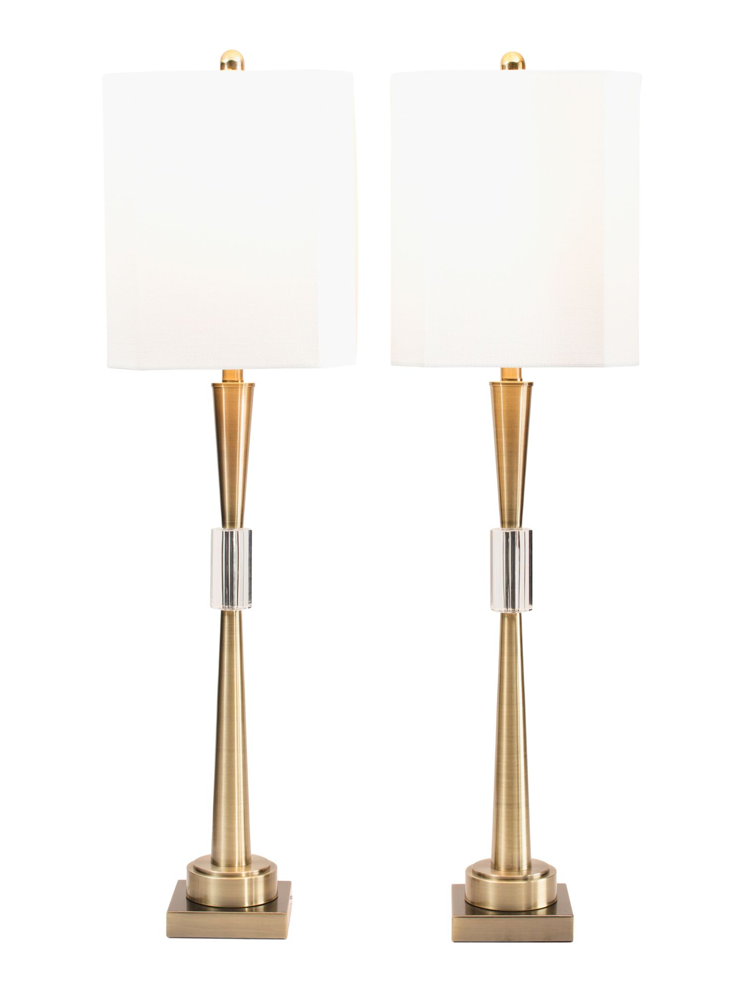 Set Of 2 Antique Brass And Crystal Table Lamp | TJ Maxx