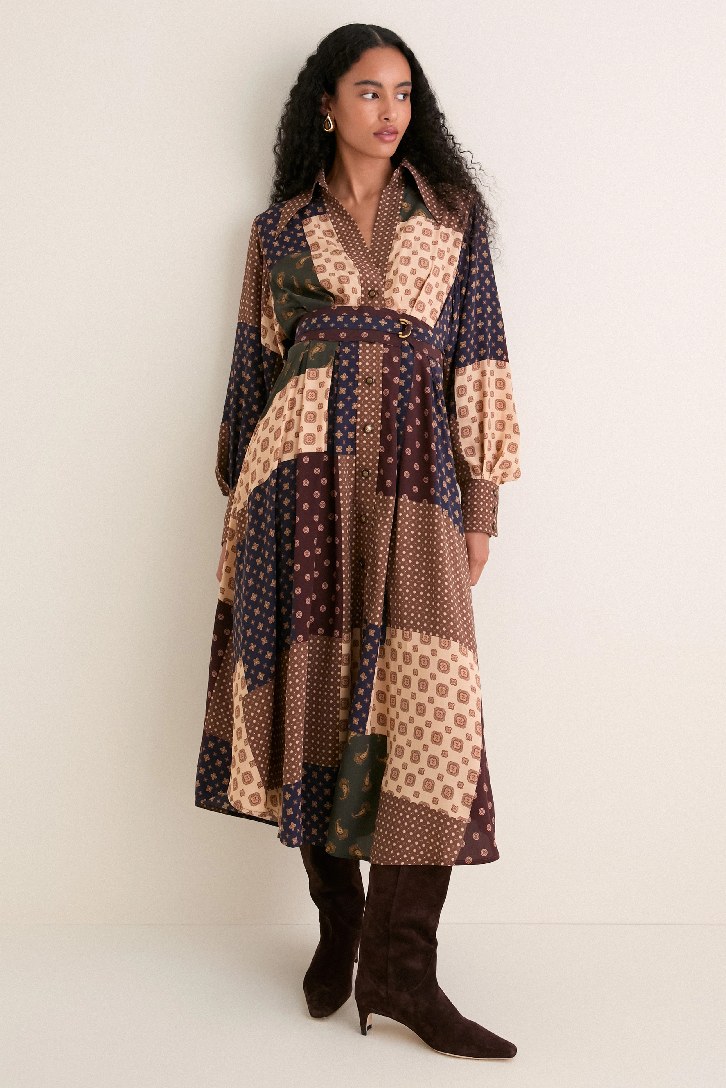 Geo Patch Print Tuck Midi Dress | Tuckernuck (US)