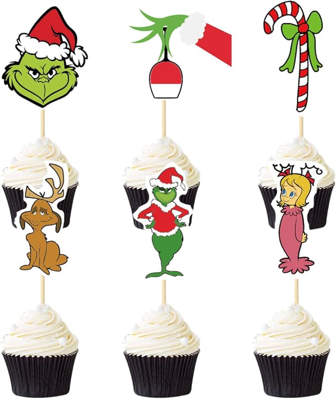 48PCS Christmas Cupcake Toppers for Kids Birthday Party Cake Decoration | Amazon (US)