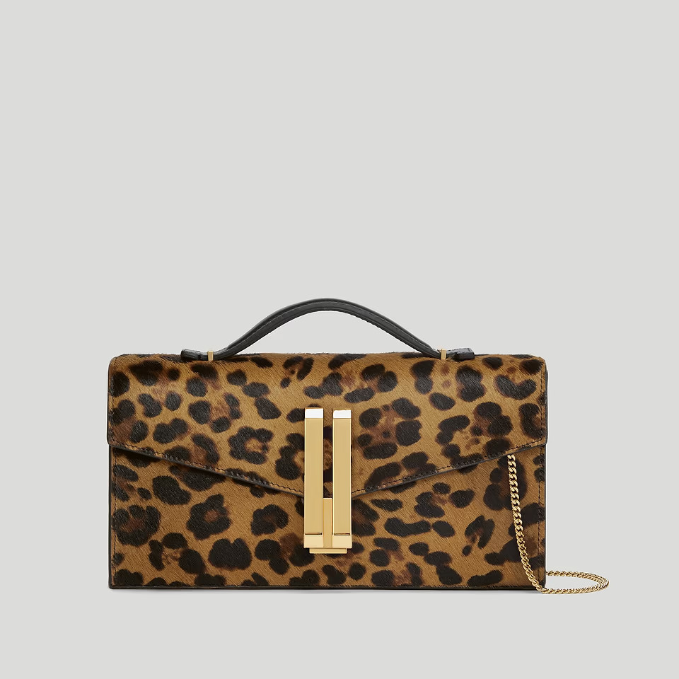 The Vancouver Clutch | Leopard Effect Calf Hair & Black Smooth | DeMellier | DeMellier