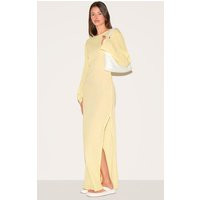 Lemon Textured Long Sleeve Maxi Dress | PrettyLittleThing US