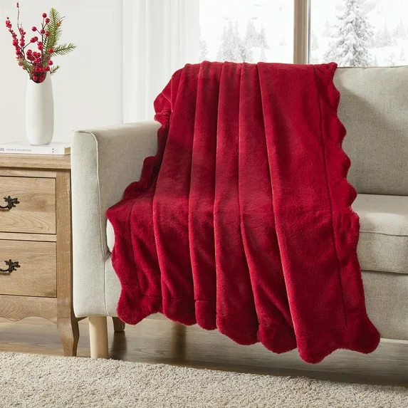 My Texas House Faux Fur Scallop throw 50"x60", Red | Walmart (US)
