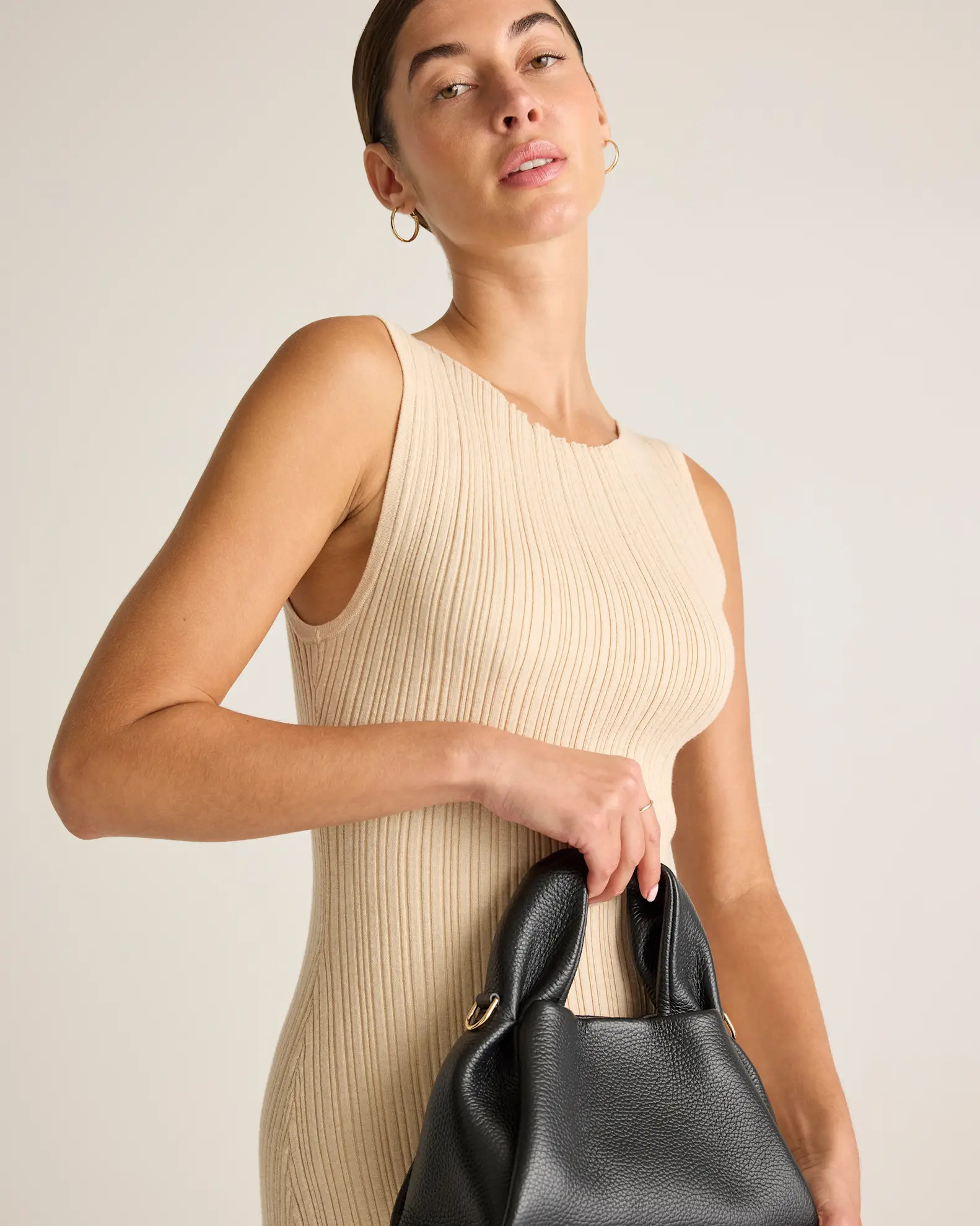 Italian Leather Trapeze Crossbody in Black | Quince