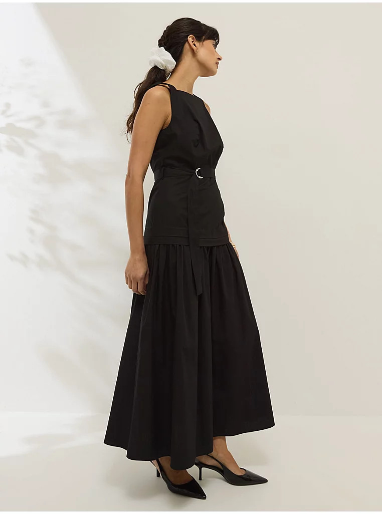 Black Poplin Midi Dress | George