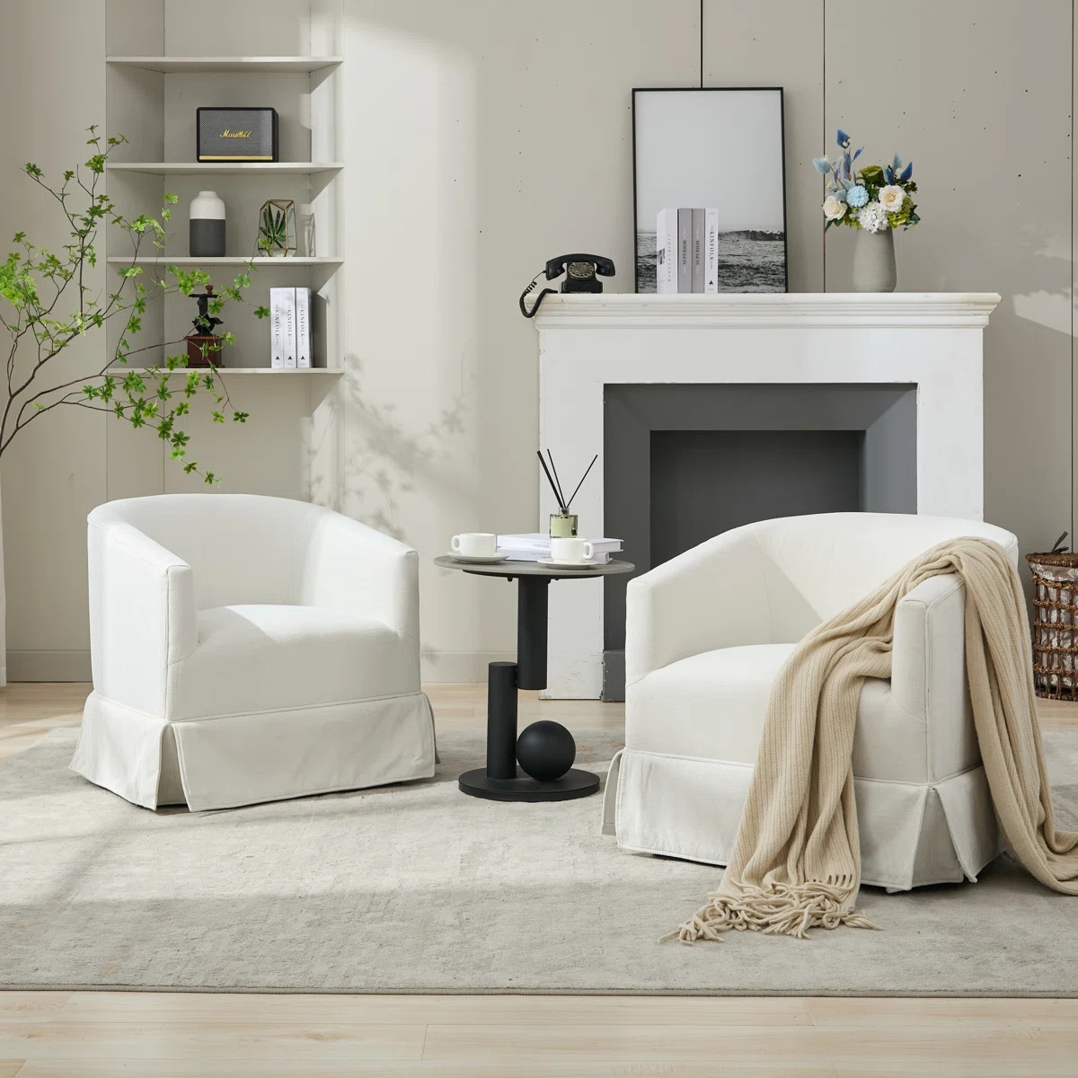 Upholstered Swivel Barrel Chair Set Of 2 | Wayfair North America