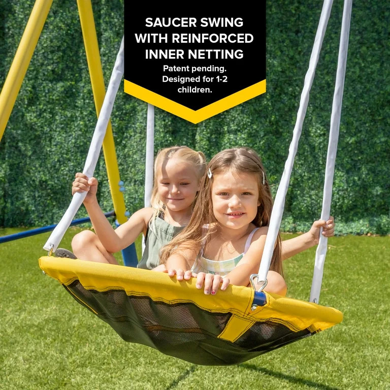 Sportspower Super Saucer Metal Swing Set with 2 Swings, Saucer Swing and a 1pc Heavy Duty Slide | Walmart (US)