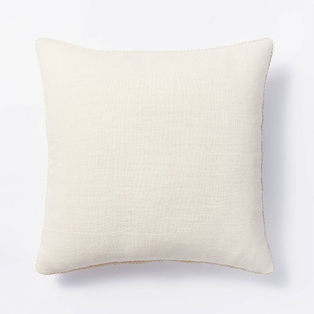 Cotton Velvet with Lace Trim Reversible Square Throw Pillow Cream - Threshold designed with Studio M | Target