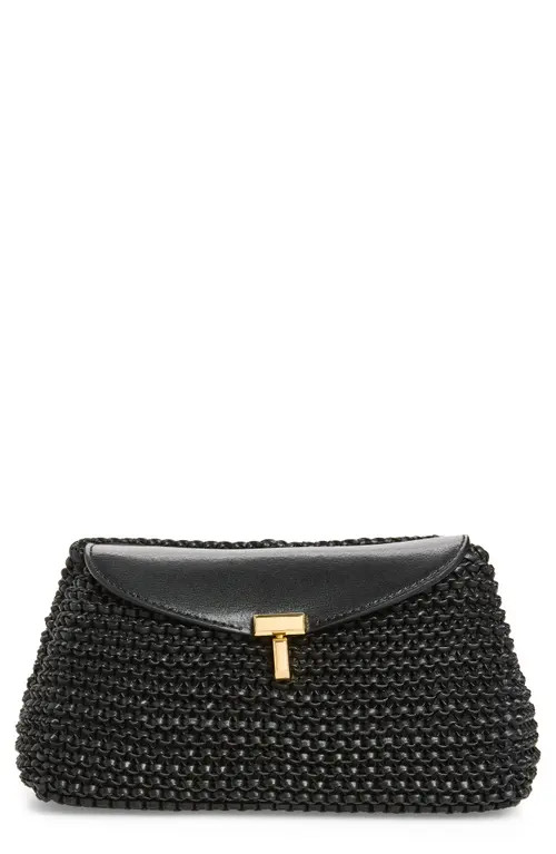 TOTEME Mini T-Lock Knit Leather Clutch in Black at Nordstrom | Nordstrom