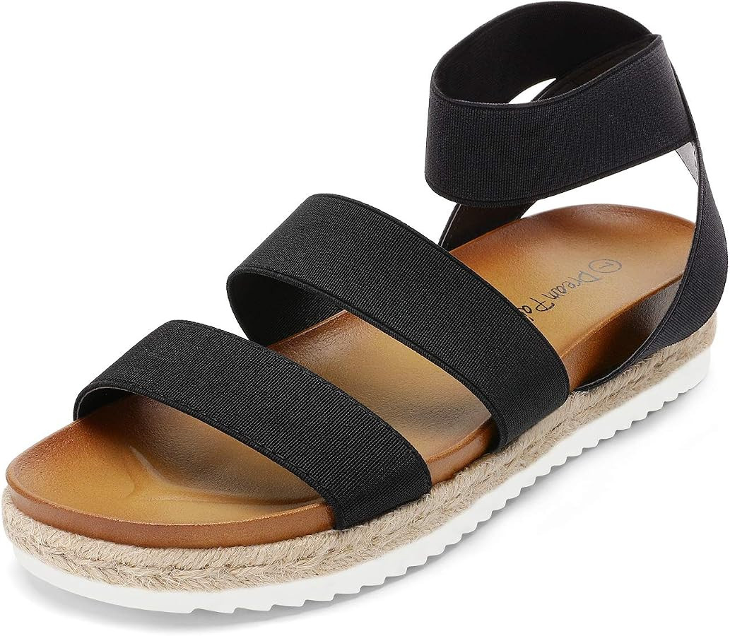 DREAM PAIRS Women’s Open Toe Ankle Strap Espadrille Flatform Platform Wedge Sandals | Amazon (US)