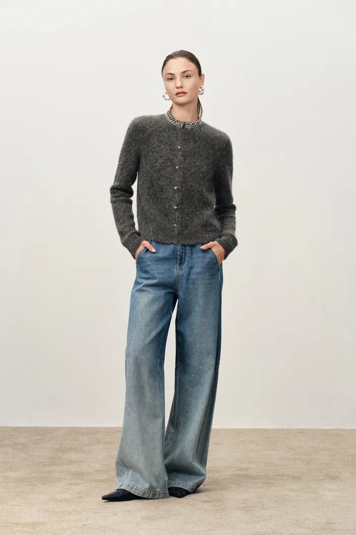 Jinelle Embellished Collar Cardigan in Alpaca Blend Knit | Fabrique