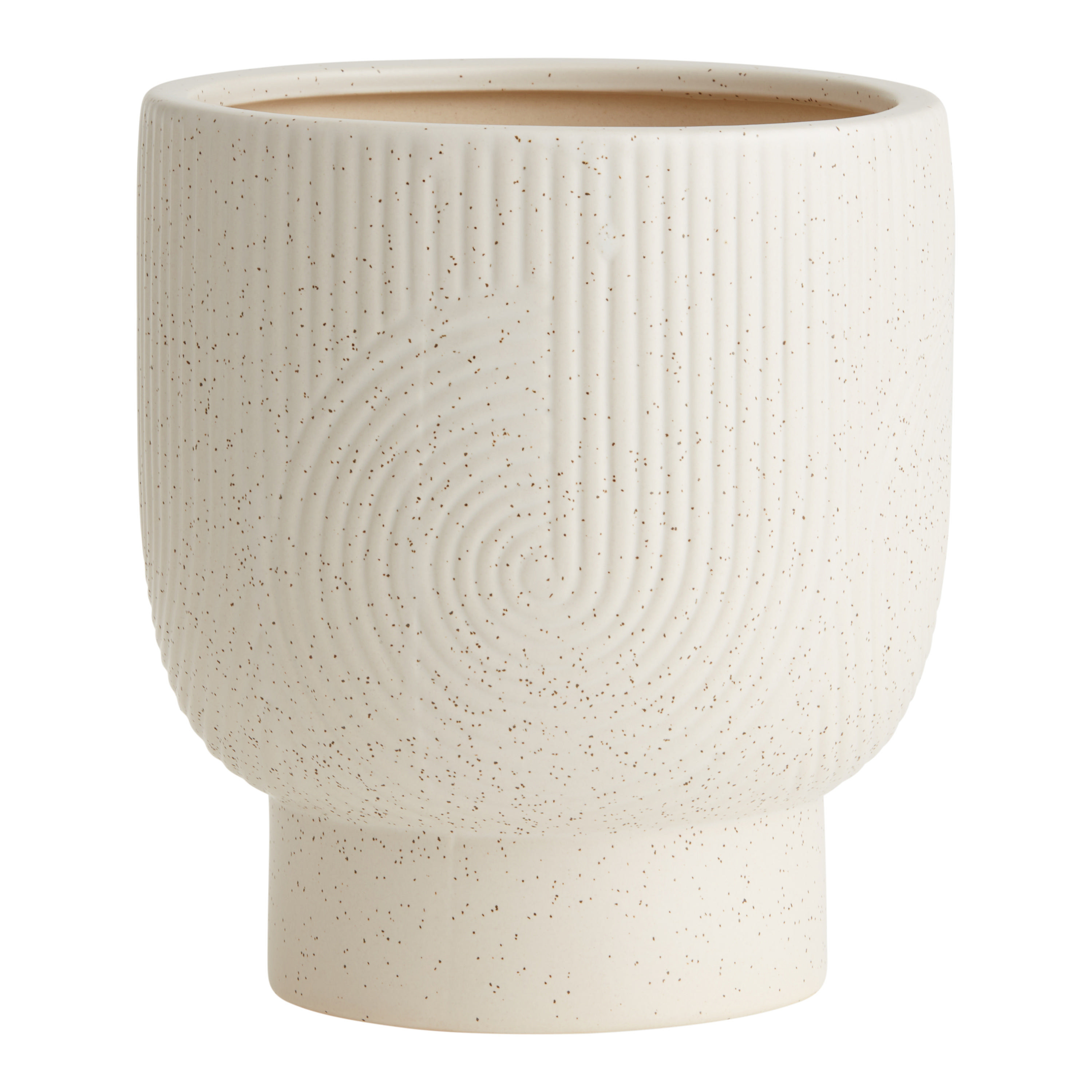 White Speckled Ceramic Swirl Pedestal Planter | World Market