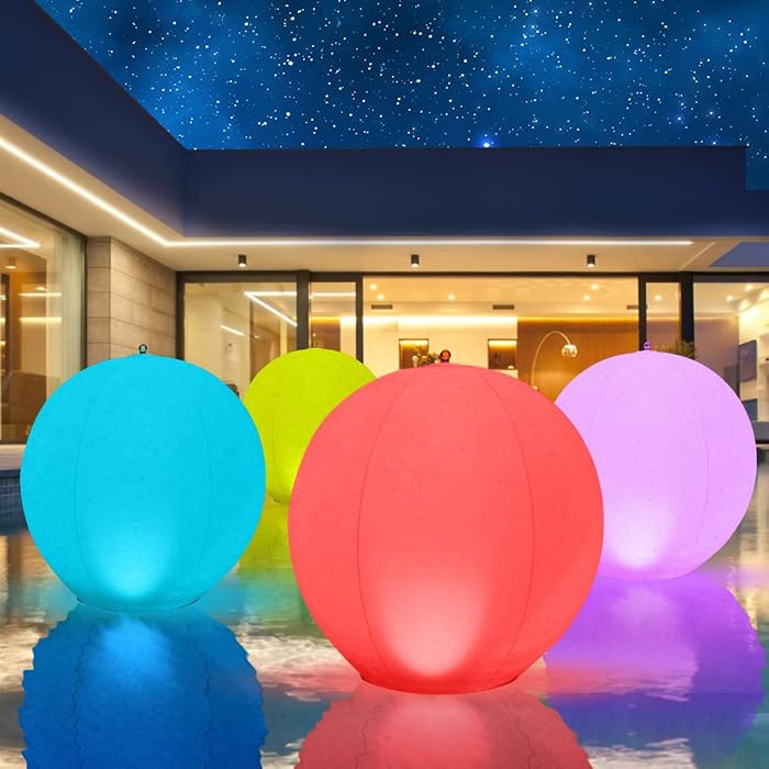 Floating Pool Lights Solar Powered,Blibly 14 inch Pool Lights that Float, Inflatable Waterproof L... | Amazon (US)