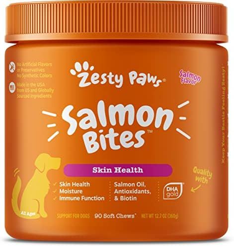 Zesty Paws Salmon Fish Oil Omega 3 for Dogs - with Wild Alaskan Salmon Oil - Anti Itch Skin & Coat + | Amazon (US)