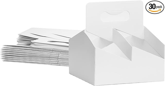 V Viatanst 30 Pack Kraft Drink Carrier with Handle, 4 Cup Kraft Paperboard Cup Holder Assemblable... | Amazon (US)