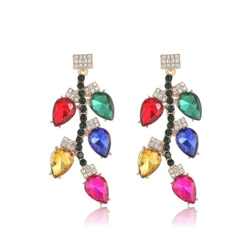 TRWWELL Christmas Earrings for Women Light Bulb Earrings Colorful Rhinestone Dangle Drop Xmas Earring Cute Fun Christmas Statement Earrings Holiday Jewelry | Amazon (US)