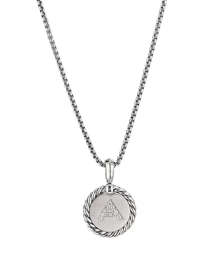 Sterling Silver Cable Collectibles Initial Charm Necklace with Diamonds, 18" | Bloomingdale's (US)