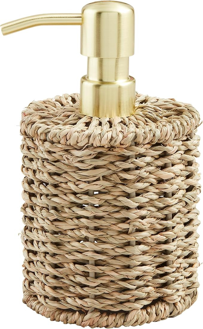Mud Pie Brown Woven Seagrass Soap Pump | Amazon (US)