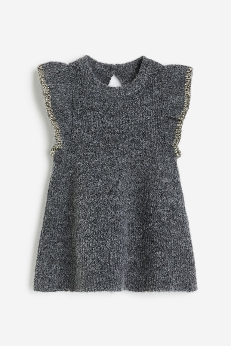 Flounce-trimmed Knit Dress - Dark gray - Kids | H&M US | H&M (US + CA)