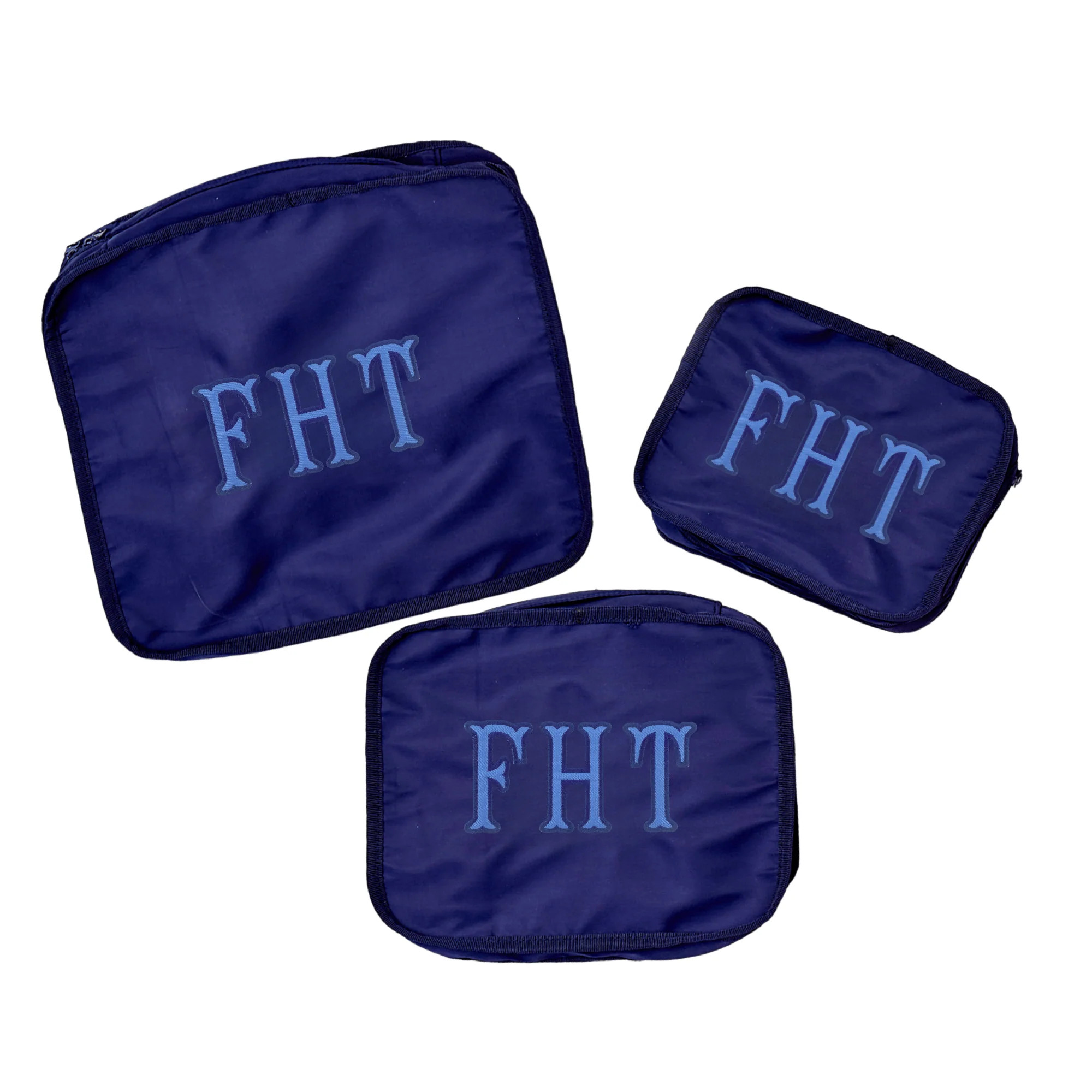 Embroidered Nylon Packing Cubes with Applique (Set of 3) | Sprinkled With Pink