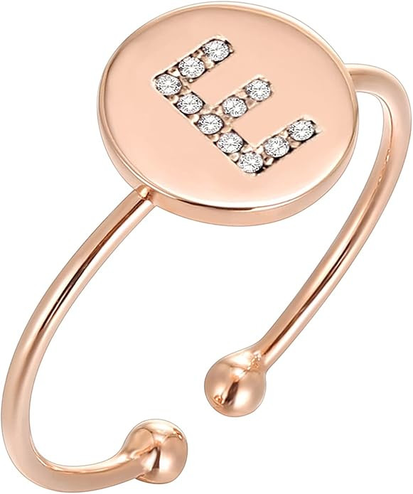 PAVOI 14K Gold Plated Initial Ring Stackable Rings for Women | Fashion Rings | Amazon (US)