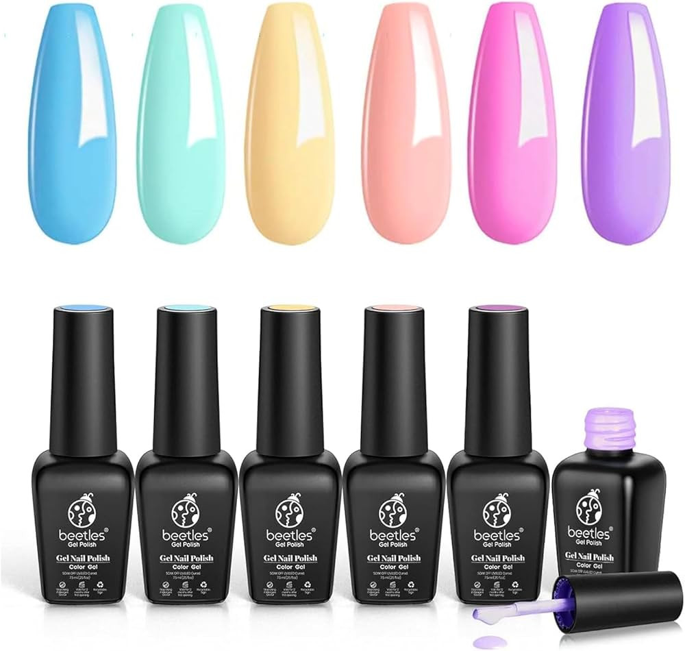 Beetles Gel Nail Polish Set 6 Colors Unicorn Collection Pastel Blue Yellow Pink Gel Polish Soak o... | Amazon (CA)