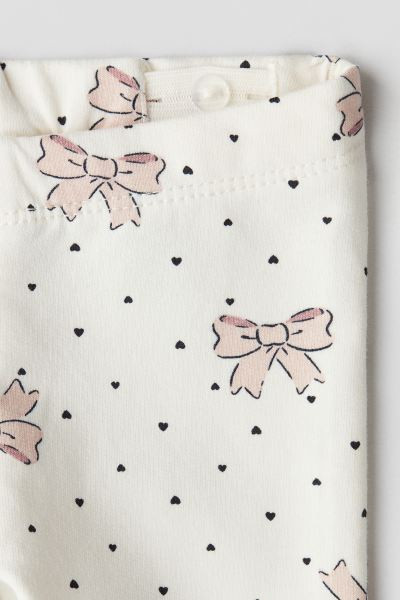 Cotton Leggings - Regular waist - Long - White/bows - Kids | H&M US | H&M (US + CA)