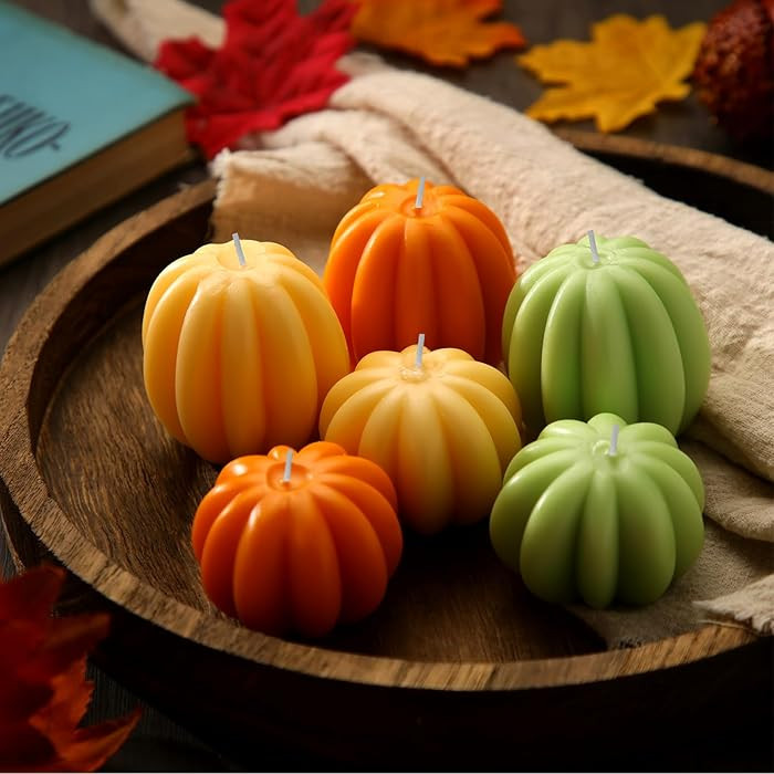 MTLEE 6 Pieces Thanksgiving Pumpkin Shaped Soy Candles Fall Scented Tealight Candles Home Decor H... | Amazon (US)