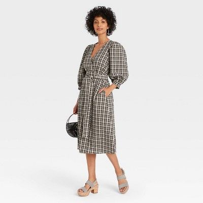 Women's 3/4 Sleeve Wrap Dress - A New Day™ | Target