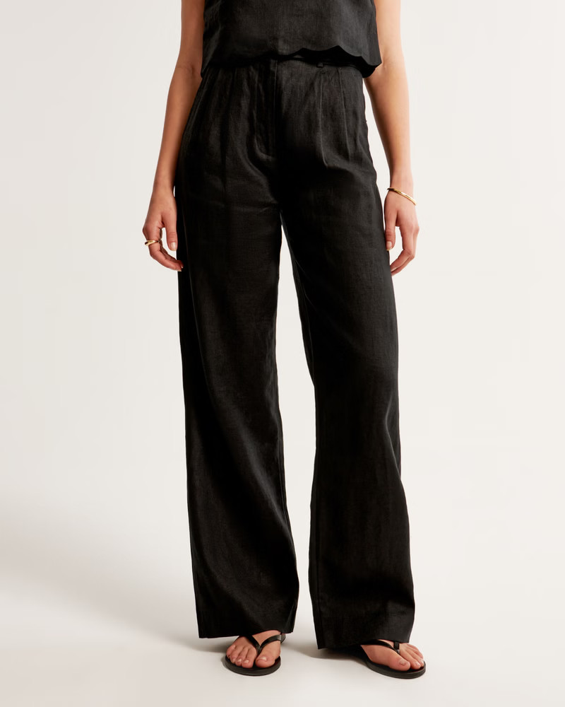 Women's A&F Sloane Tailored Premium Linen Pant | Women's Clearance | Abercrombie.com | Abercrombie & Fitch (US)