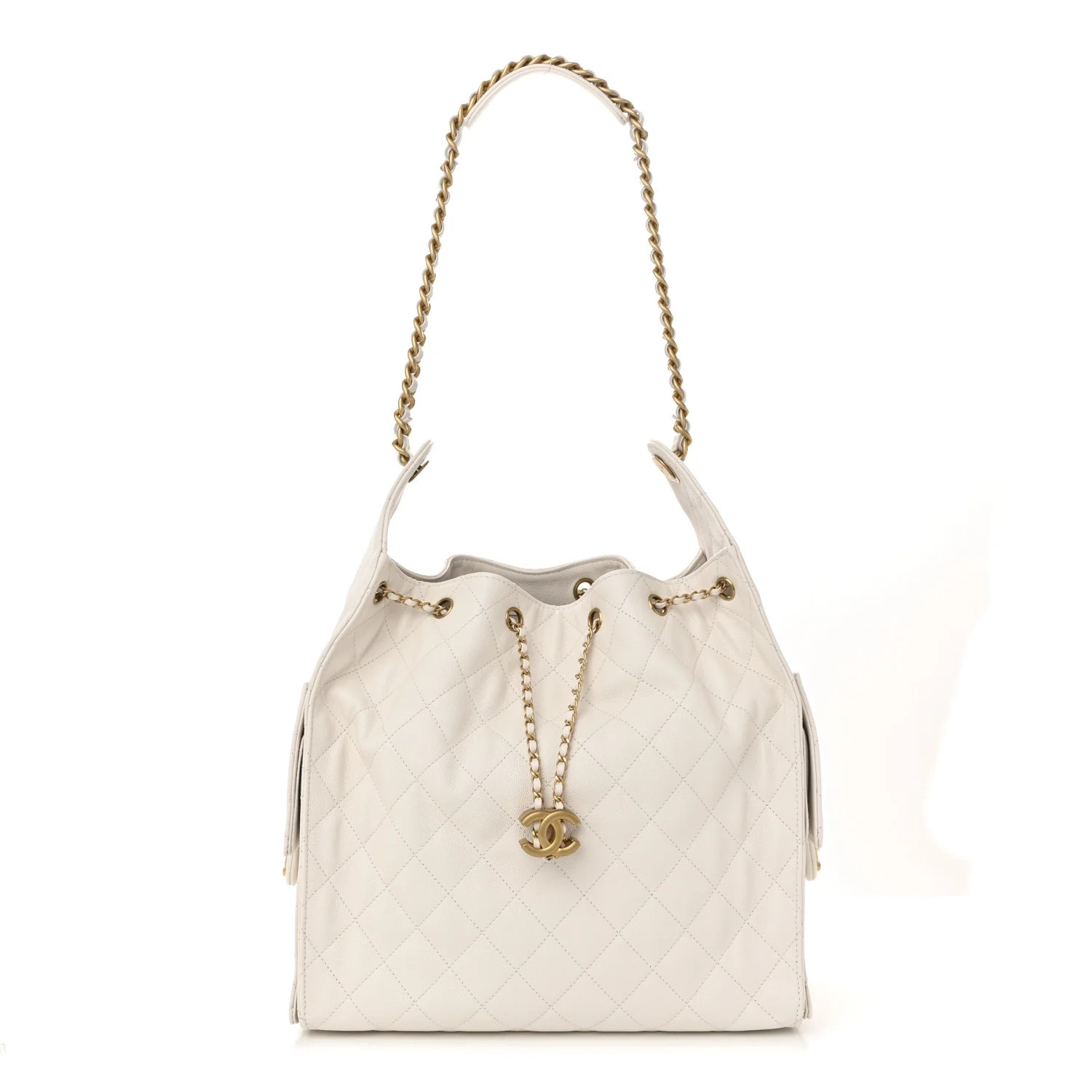 Caviar Quilted Medium Chanel 25 Handbag White | FASHIONPHILE (US)