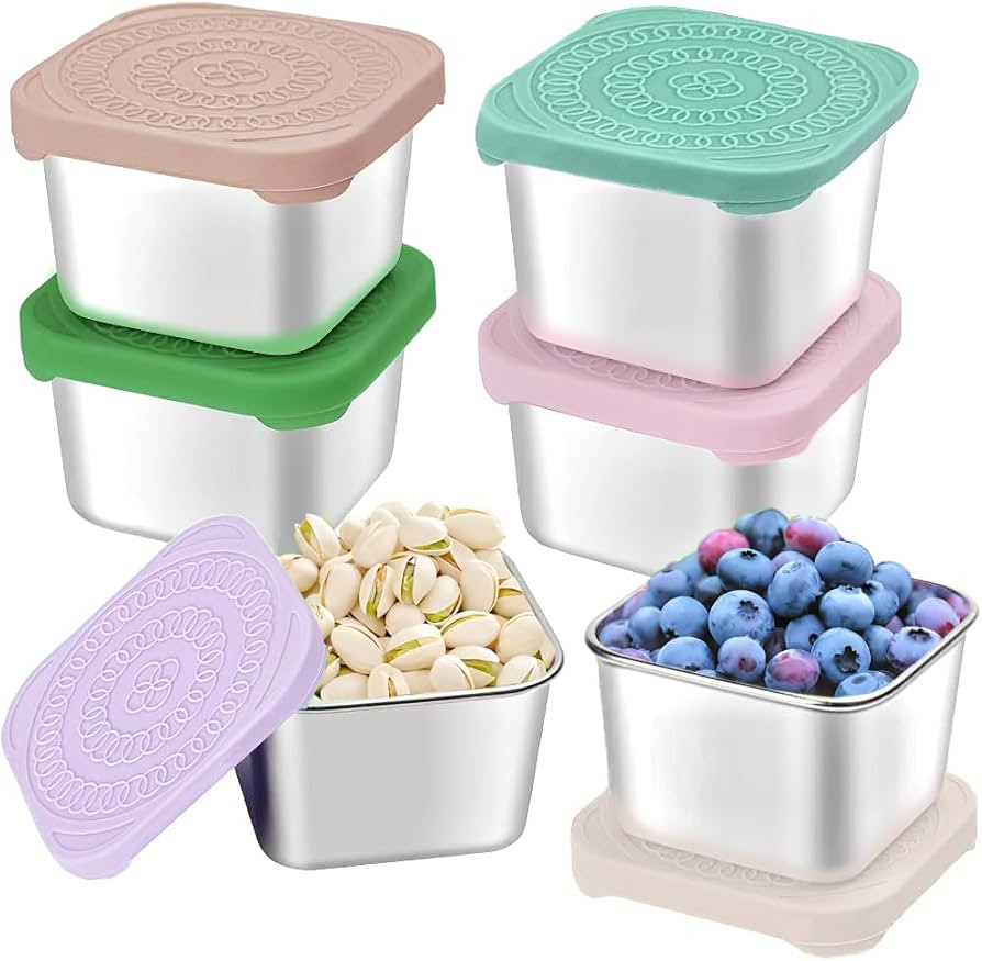 6Pack Stainless Steel Snack Containers for Kids, Easy Open Leak Proof Metal Toddler Snack Contain... | Amazon (US)