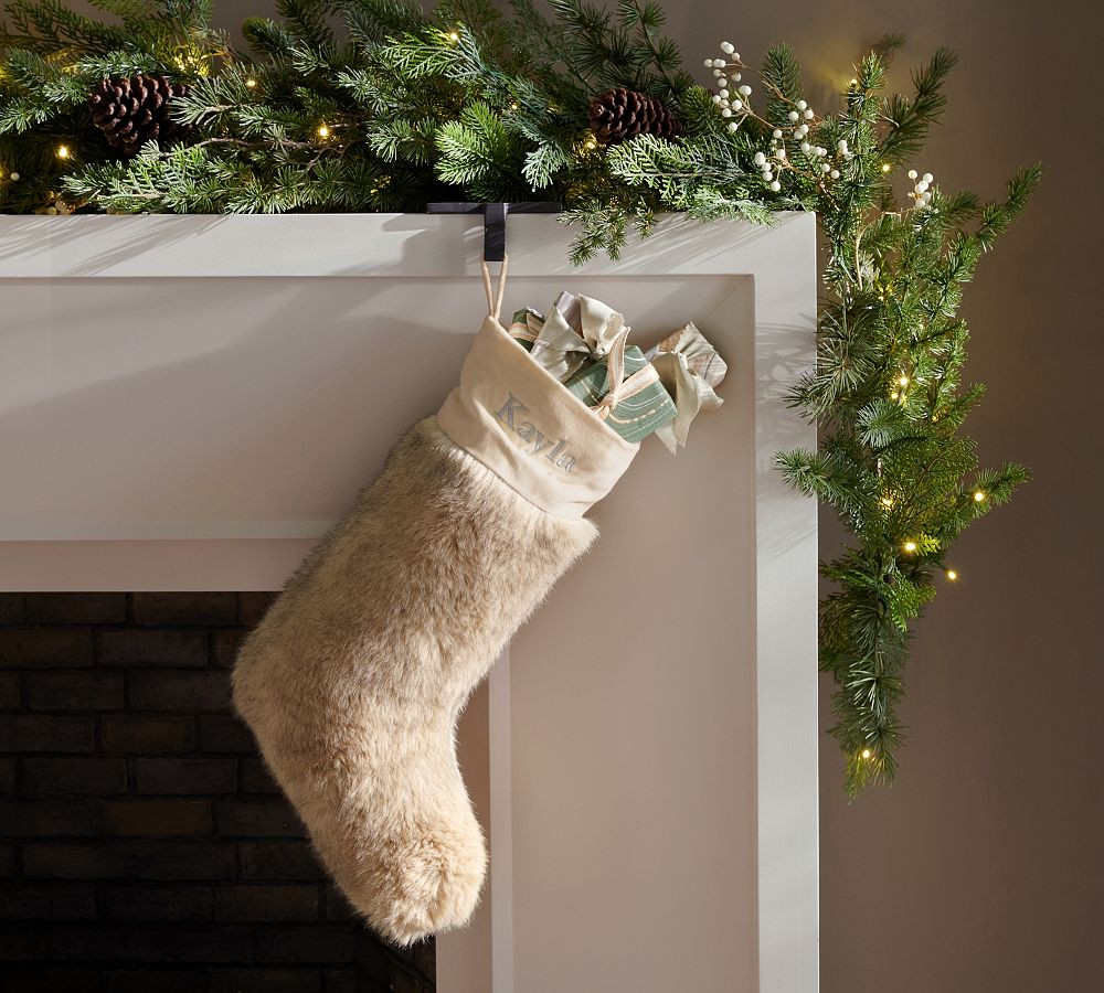 Taupe Mink Faux Fur Stocking | Pottery Barn (US)