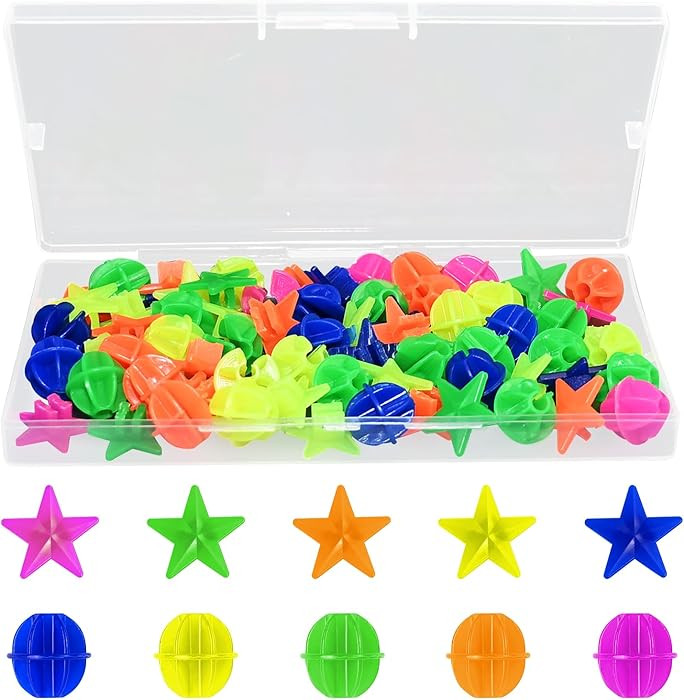 72-Piece Colorful Bike Wheel Spoke Beads - Assorted Shapes & Colors with Storage Box - Bike Decor... | Amazon (US)