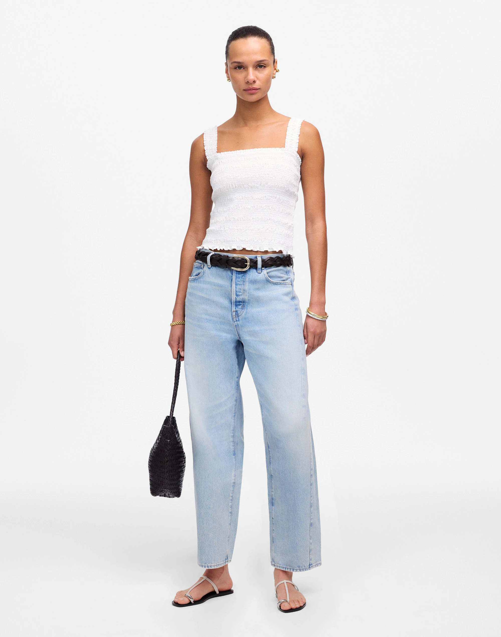 Petite Pieced Barrel-Leg Jeans in Foster Wash | Madewell