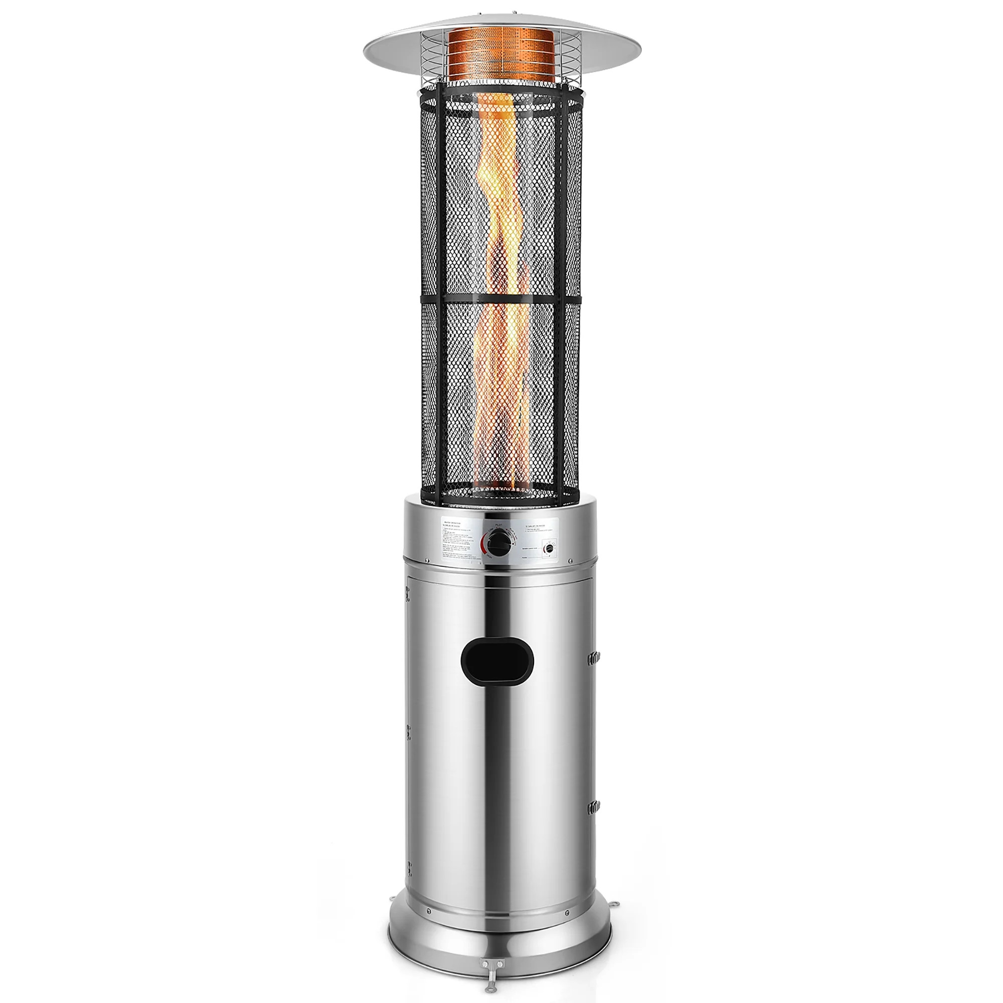 Costway 40000 BTU Patio Heaters Stainless Steel Round Propane Glass Tube Flame W/Wheels - Walmart... | Walmart (US)