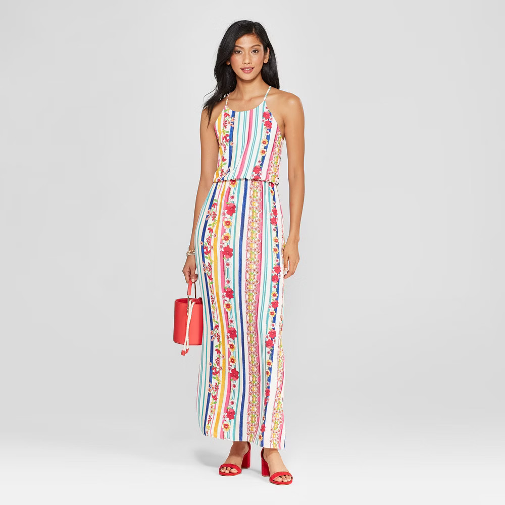 Women' Floral Print High Neck Maxi Dre - Le Kate (Junior') | Target
