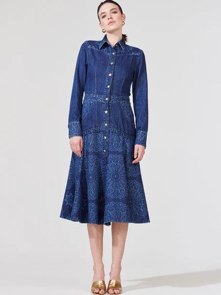 Dalton Laser Print Denim Midi Shirt Dress | Hayley Menzies