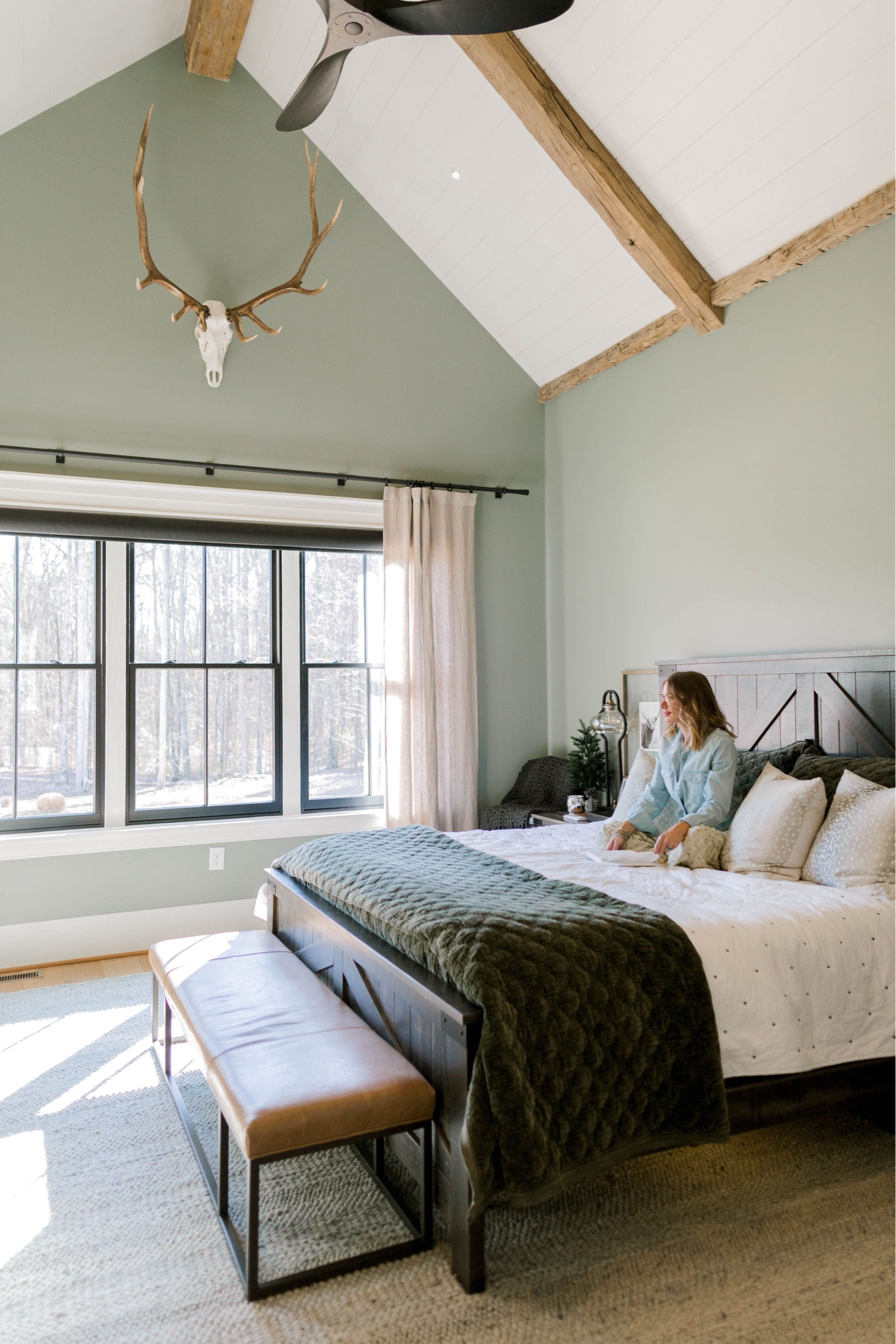 I gave the master bedroom a little makeover and added a pop of green (paint color: SW Evergreen Fog)! 

#LTKhome