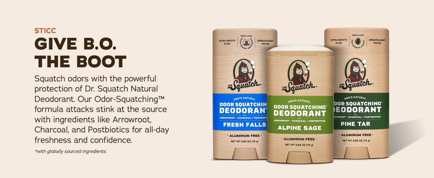 Dr. Squatch Natural Deodorant for Men – Odor-Squatching Men's Deodorant Aluminum Free - Pine Ta... | Amazon (US)