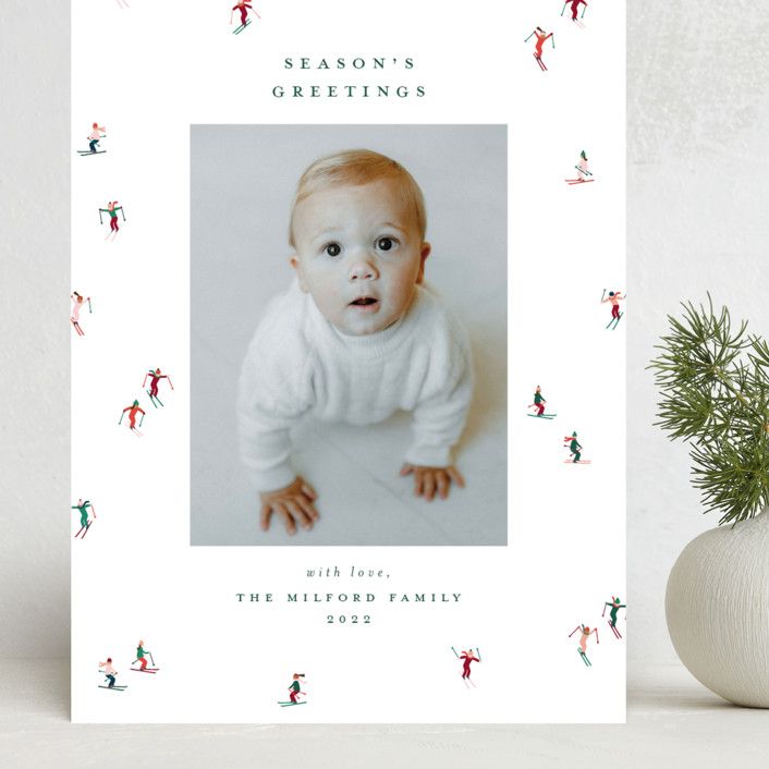 "Ski Season" - Customizable Grand Holiday Cards in Red by Ellen Schlegelmilch. | Minted