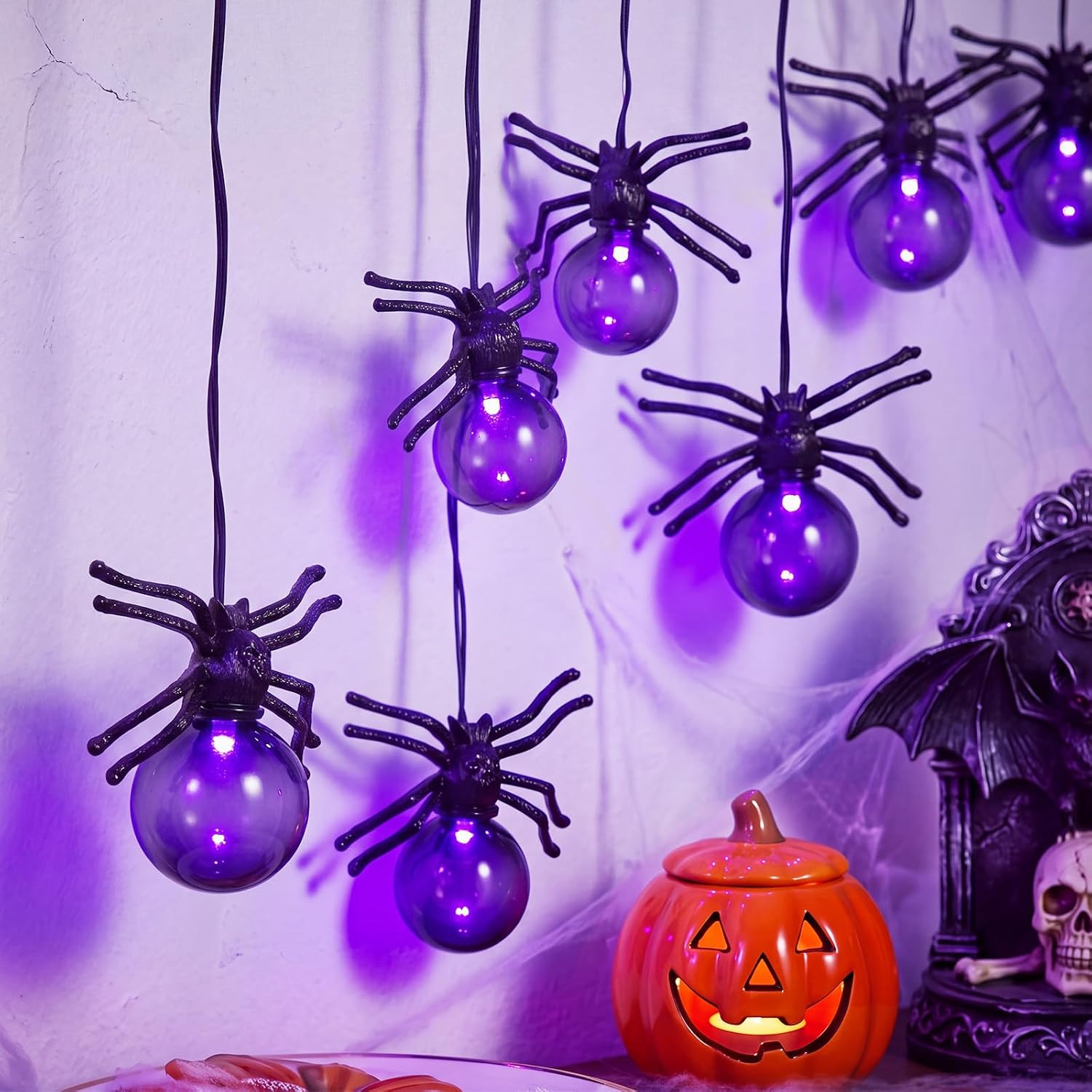 Large Spider Halloween String Lights, Battery Powered with Timer | Amazon (US)