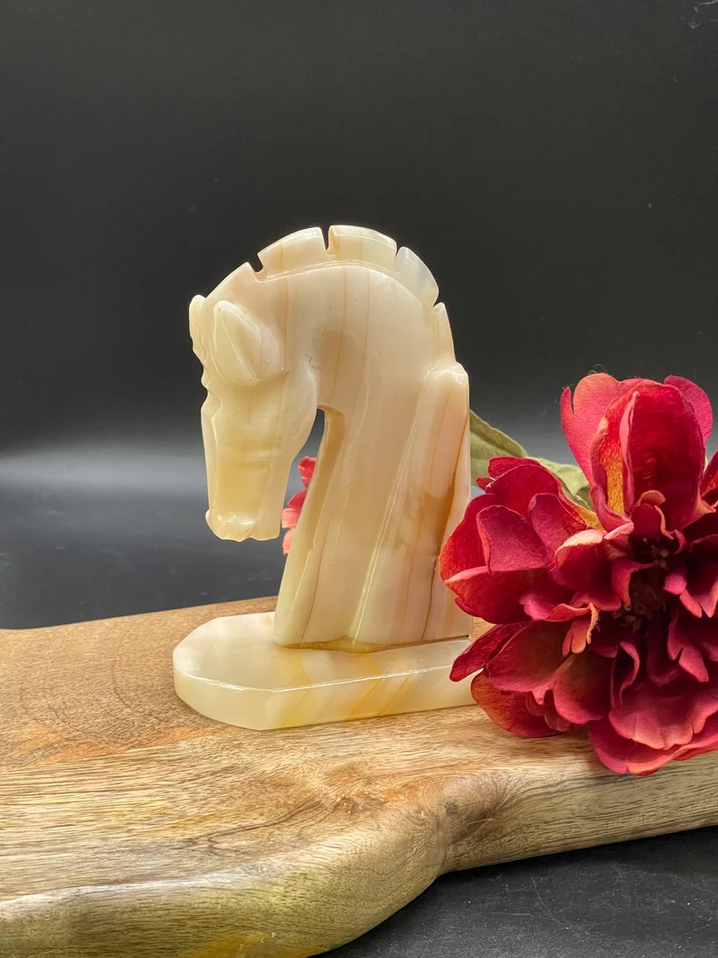 horsehead bookend solid onyx made in the 40’s | Etsy (US)
