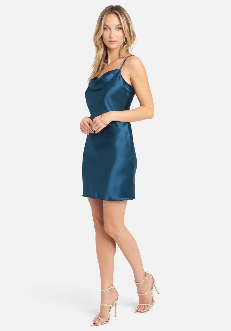 Satin Cowl Neck Slip Mini Dress | Bebe