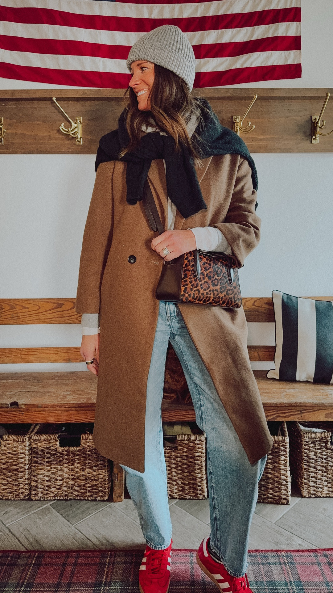 OOTD: Coat size medium color brown. Jeans are Madewell’s new balloon jean in a size regular 28. Love the pop of pattern with this calf hair bag! 

#LTKSeasonal #LTKOver40 #LTKootd