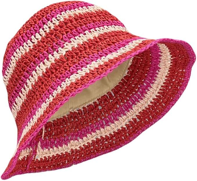 WITHMOONS Women Cap Straw Crochet Sun Summer Bowler Foldable Bucket Hat YZH0158 | Amazon (US)