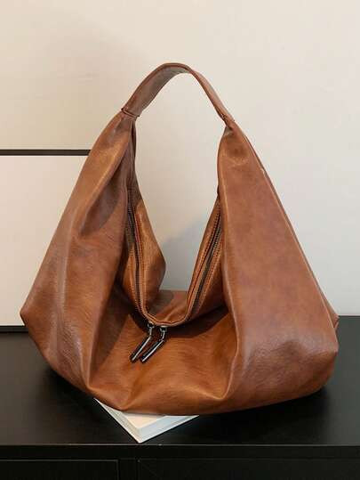 Simple And Stylish Large Capacity Lazy Style Shoulder Bag, High-Quality Texture Casual Classic At... | SHEIN