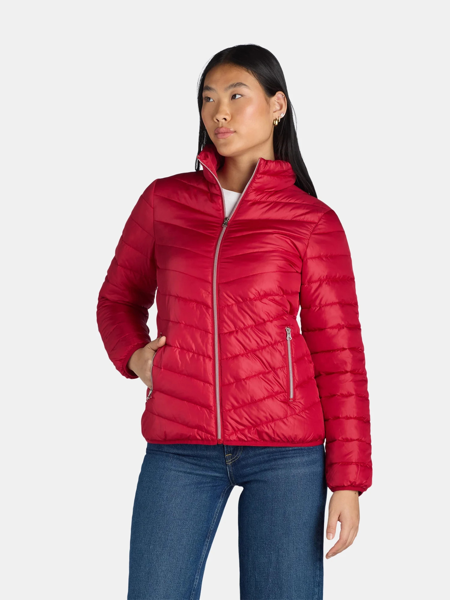 Big Chill Women's and Women’s Plus Packable Puffer Jacket, Midweight, Sizes S-3X | Walmart (US)