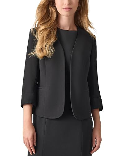 Kasper Plus-Size Stretch Blazer- Cardigan-Style with Rolled Cuff Sleeves | Amazon (US)